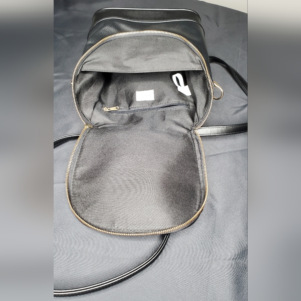 Black Faux Leather Backpack Purse - Picture 4 of 6